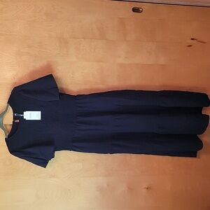 Aovenlia Black Rouched Short Sleeve Dress